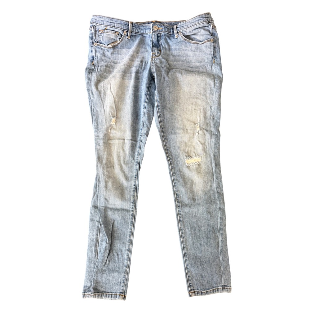 Mossimo Women's 12 Lo Rise Distressed Light Wash Skinny Blu Jeans | SKU 1101